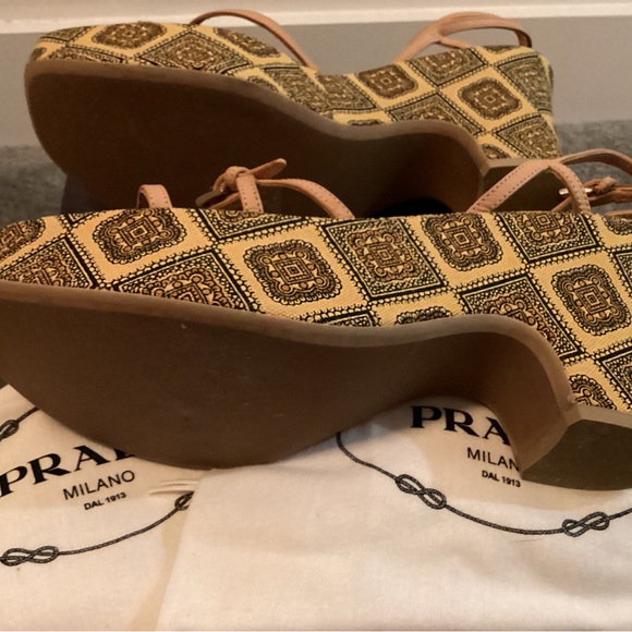 PRADA Canapa England Multicolor Platform Sandals - Picture 5 of 8